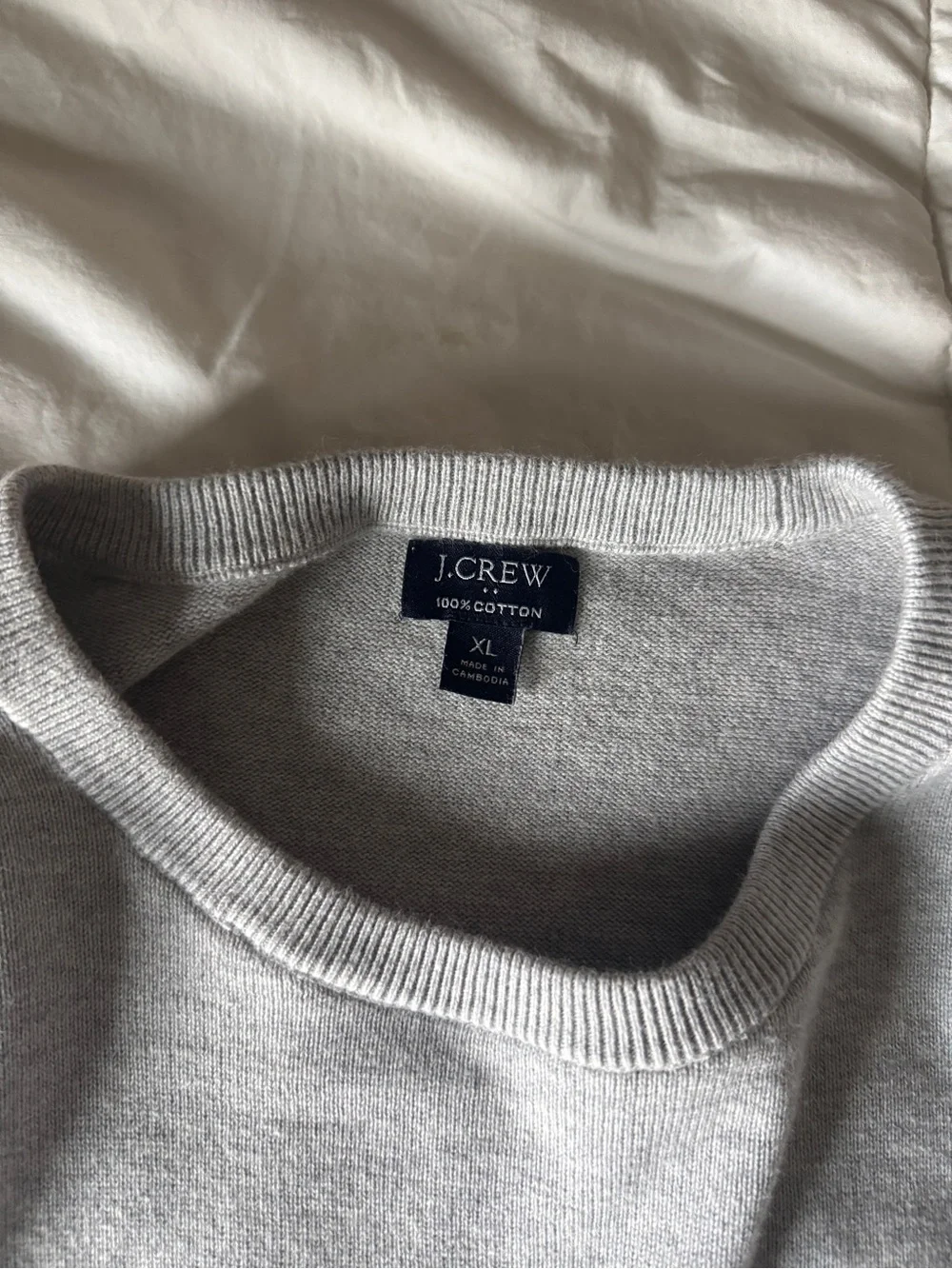 J.Crew Re-Imagined 100% Cotton Crewneck Sweater Men XL Gray Lightweight Knit